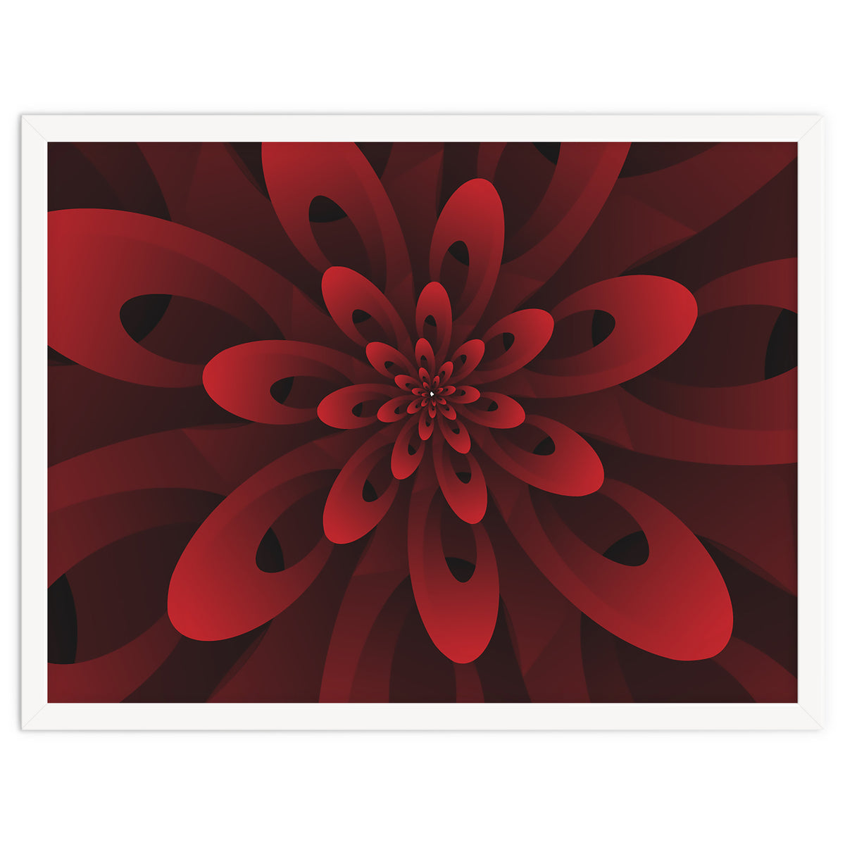 Abstract Digital Modern Red Floral 3D ART