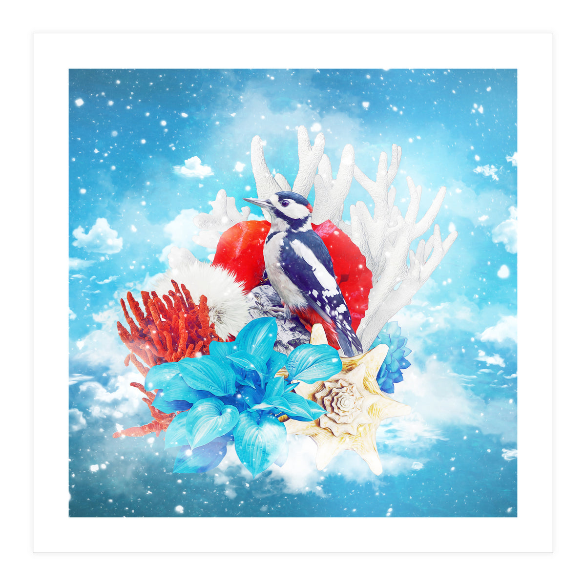 Floral Woodpecker In Winter (Print Only)