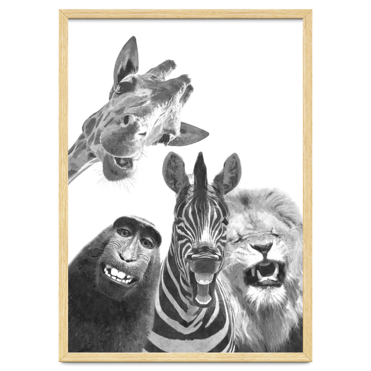 Black and White Jungle Animal Friends