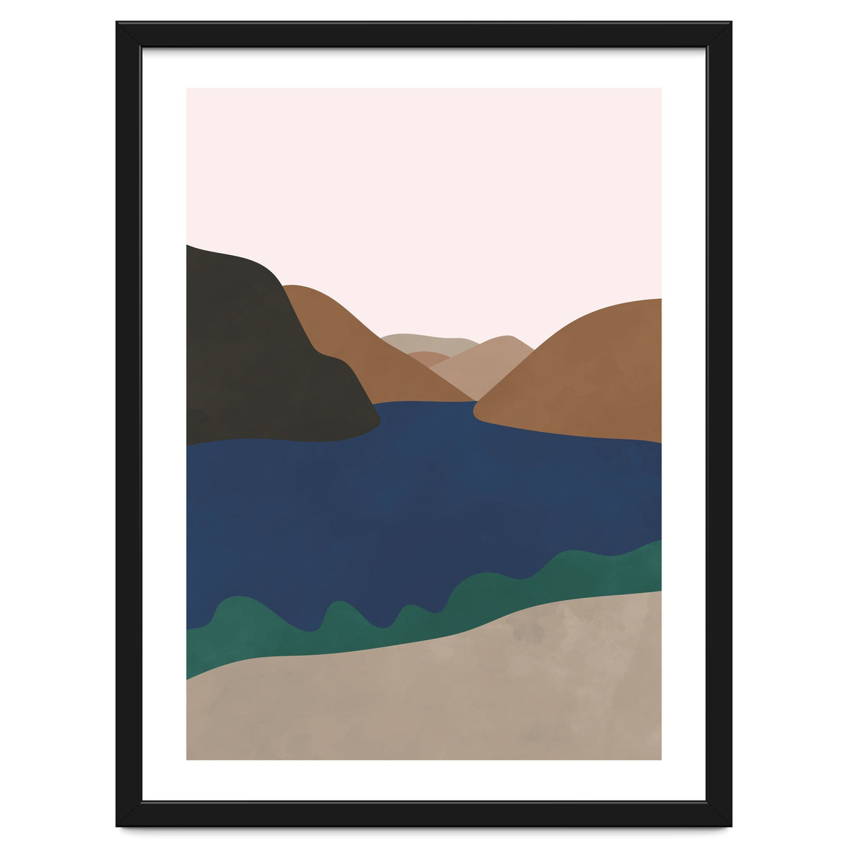 Neutral Mid Century Montains Nordic Print
