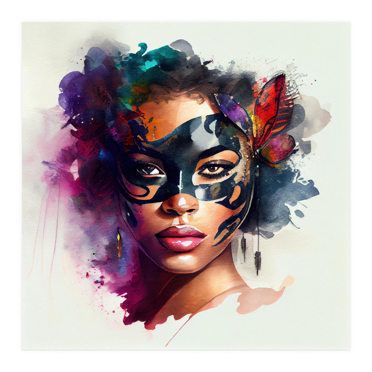 Watercolor Carnival Woman #2 (Print Only)