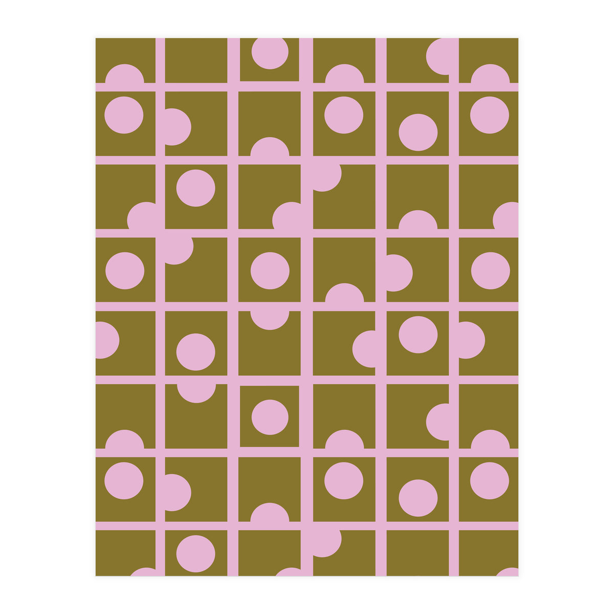 Pink Retro Circles Pattern (Print Only)
