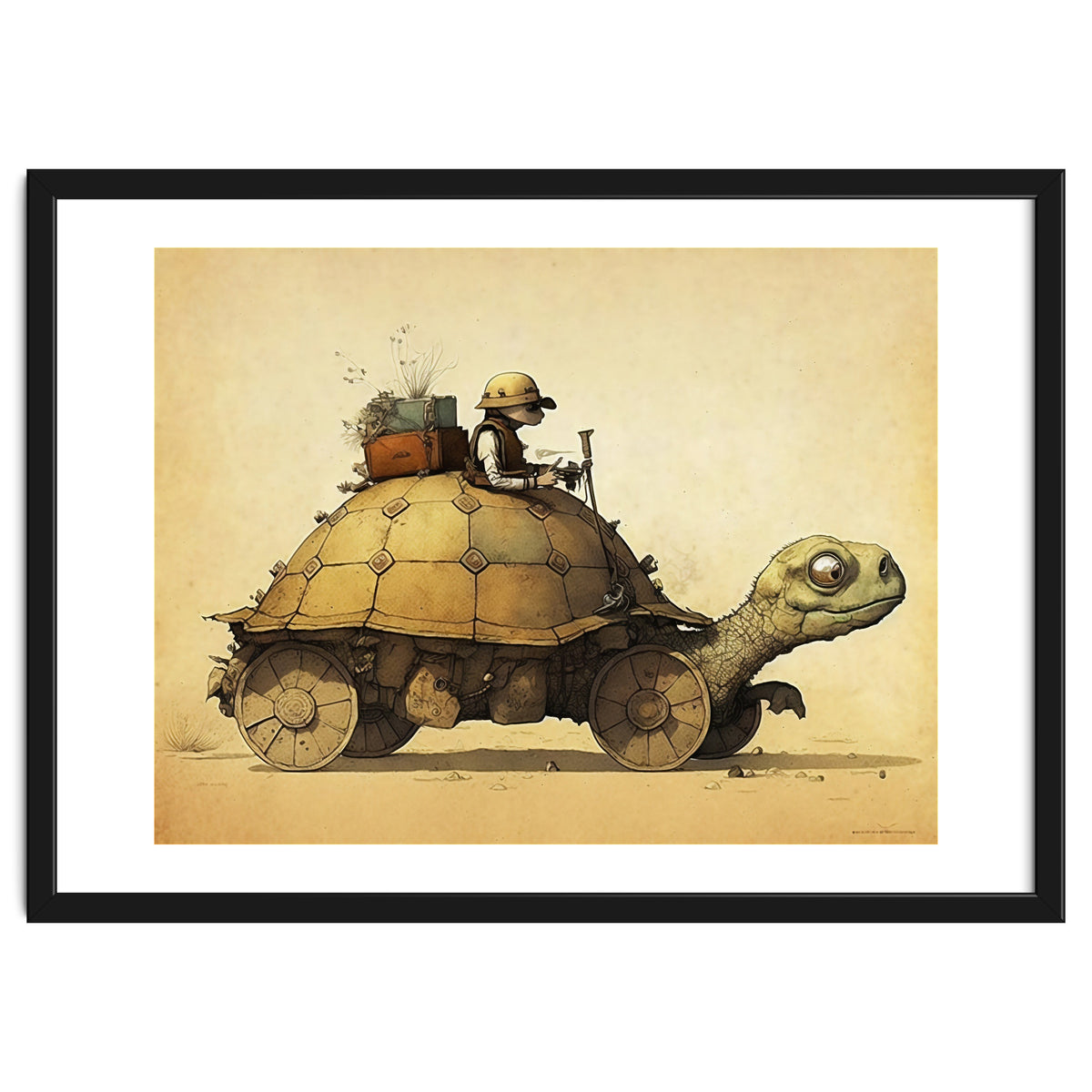 Tortoise Car Steampunk Illustration