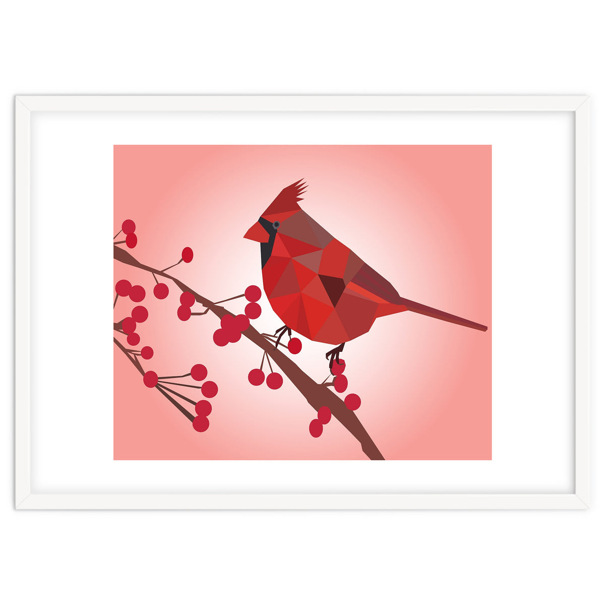 Northern Cardinal Bird Low Poly Art