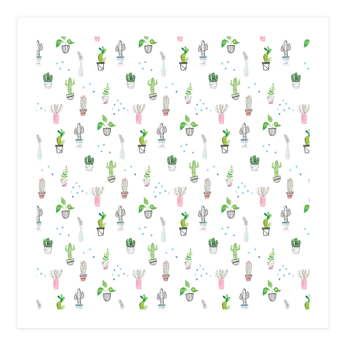 Cacti and plants pattern (Print Only)
