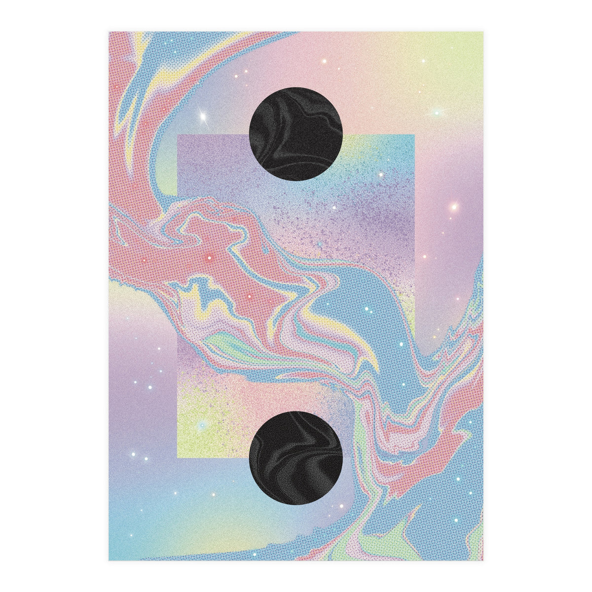Pink Pastel Space Planet Yin Yang (Print Only)