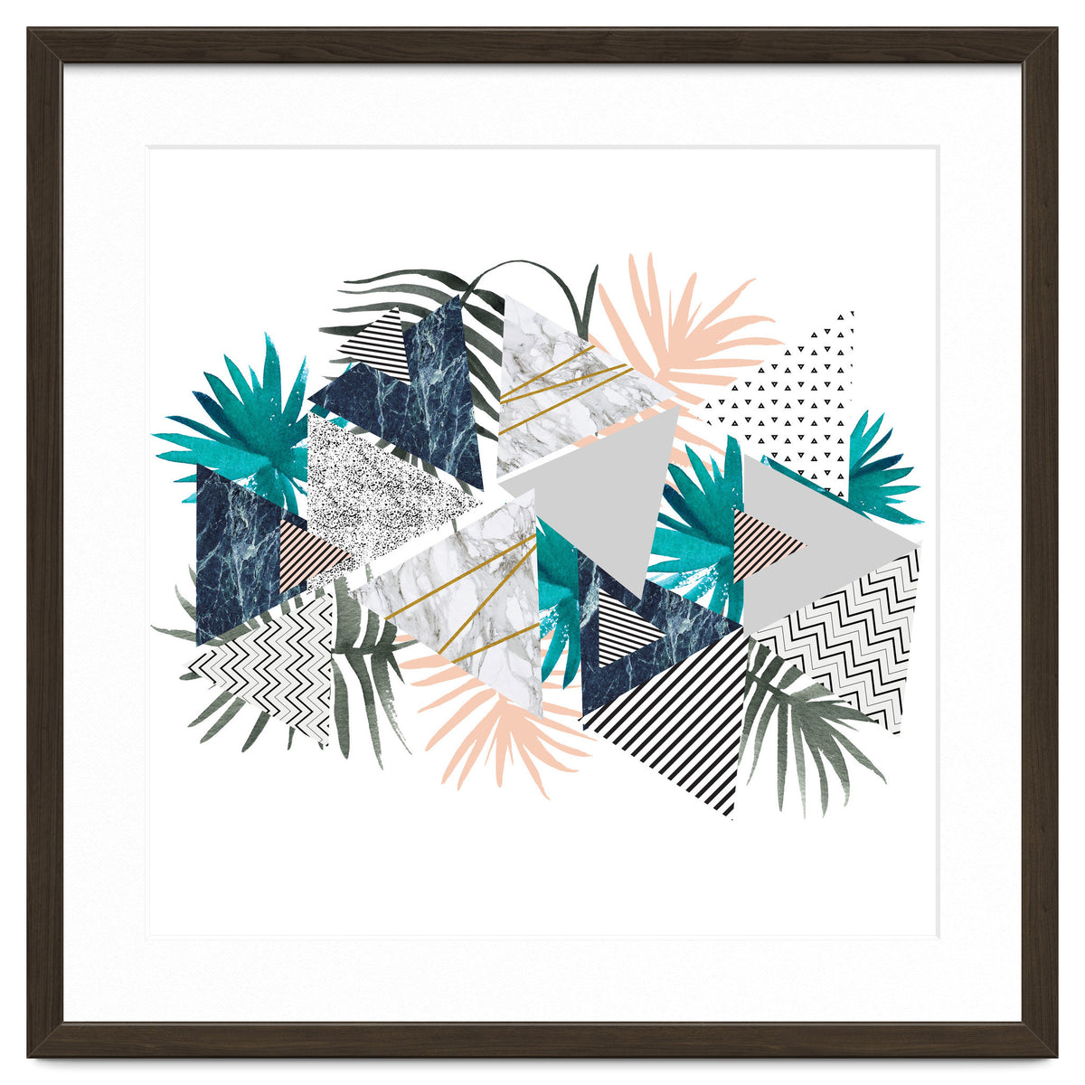 Abstract of geometric patterns with plants and marble I