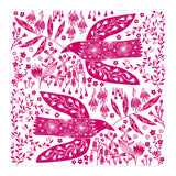 Doves And Flowers Magenta Pink (Print Only) thumbnail
