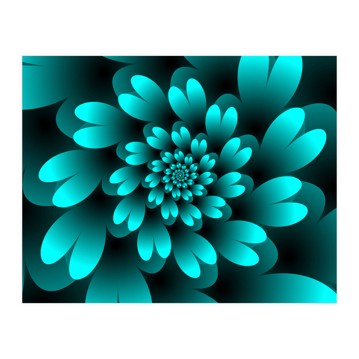 Turquoise Floral Satin Art (Print Only)