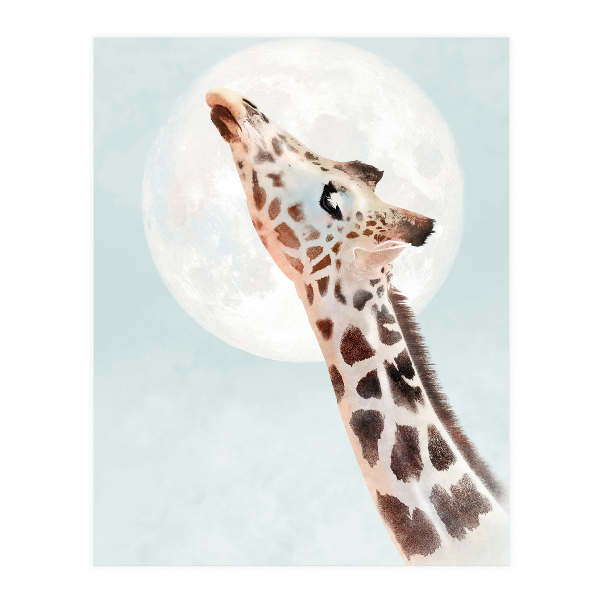 Giraffe And Moon (Print Only)