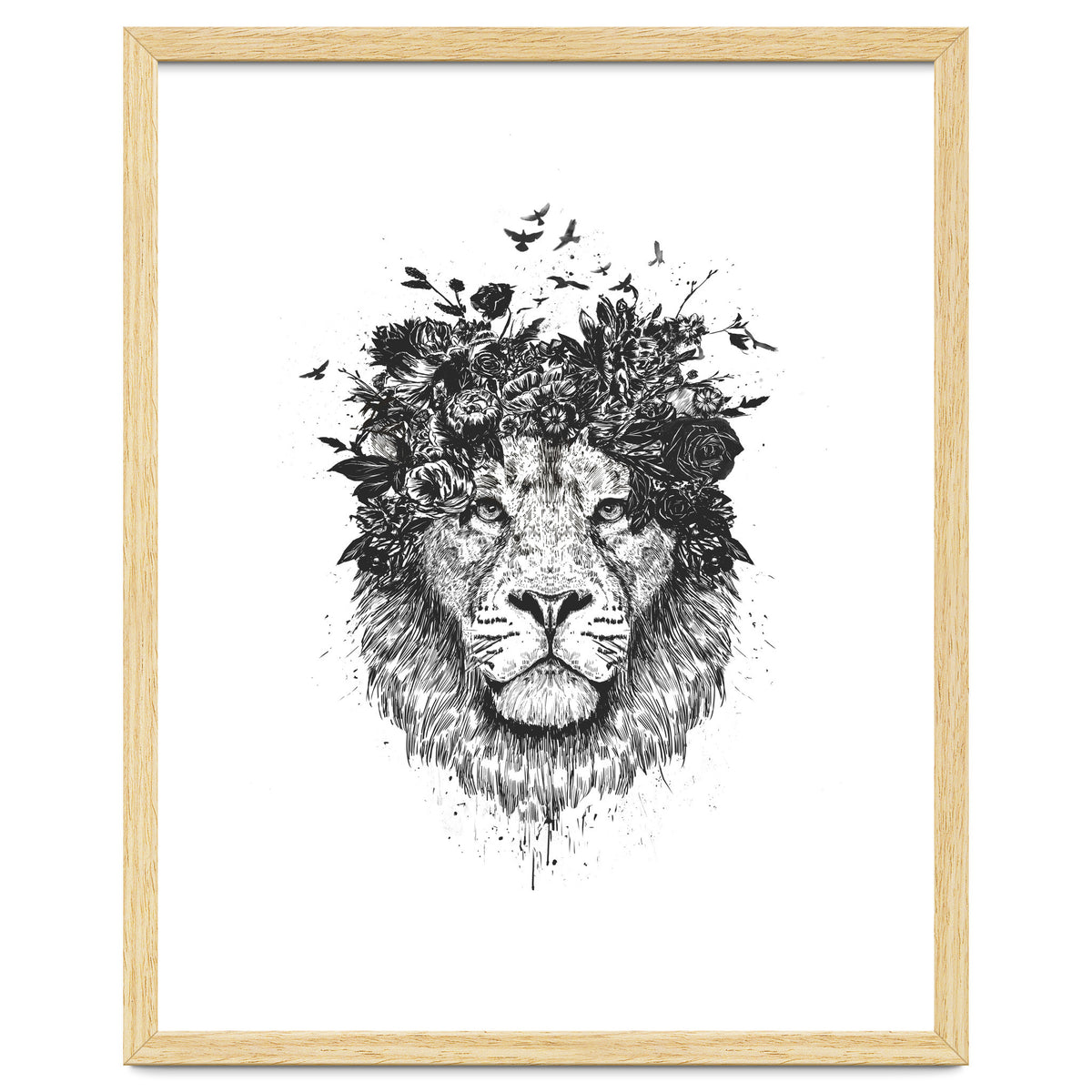 Floral Lion Bw