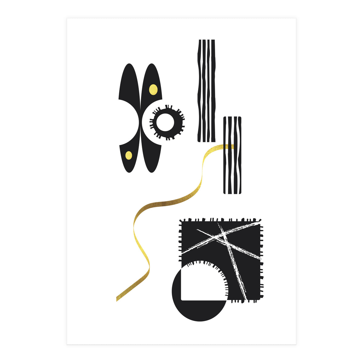 Black & White Abstract No. 3 | gold (Print Only)