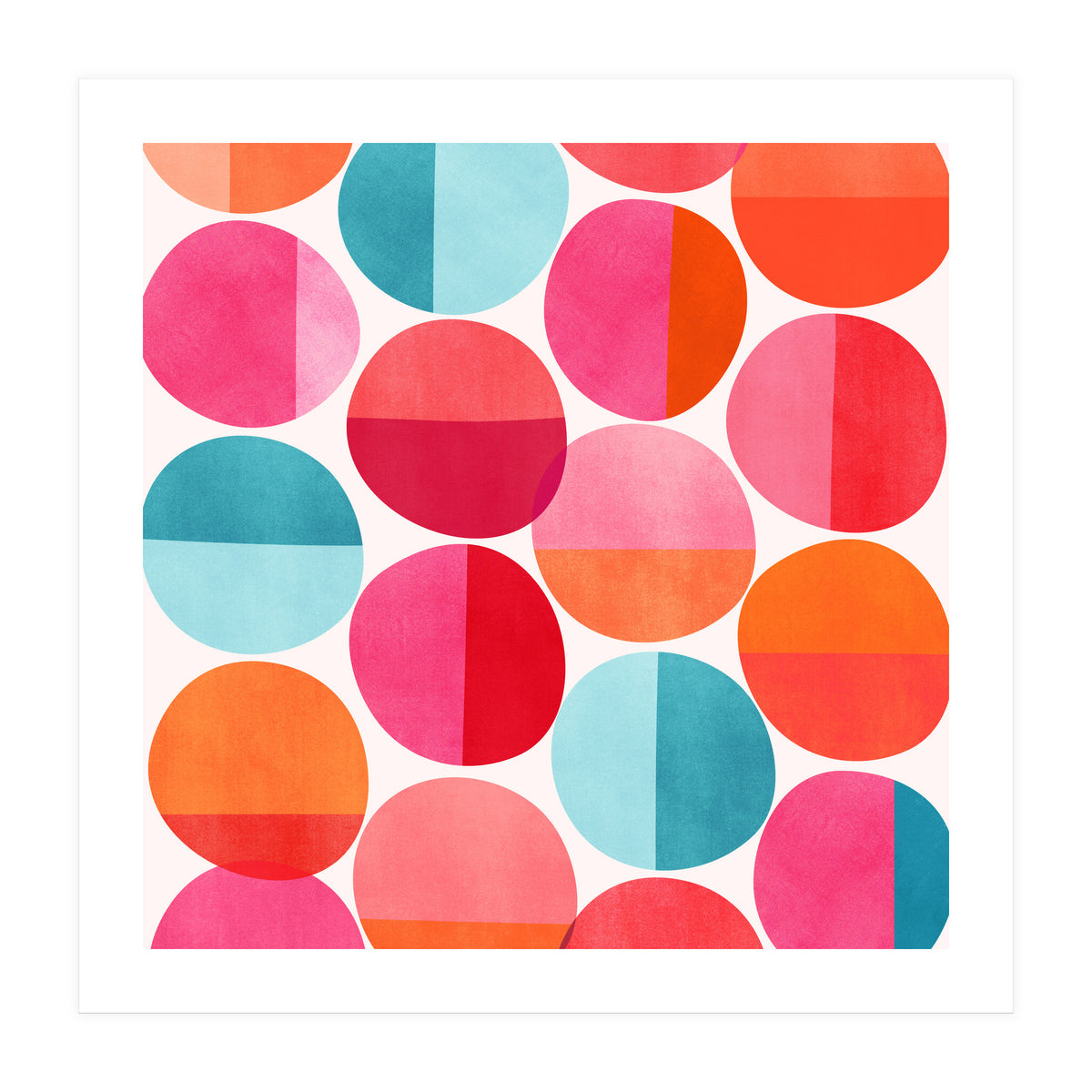 Mid Century Pink and Orange Dots (Print Only)