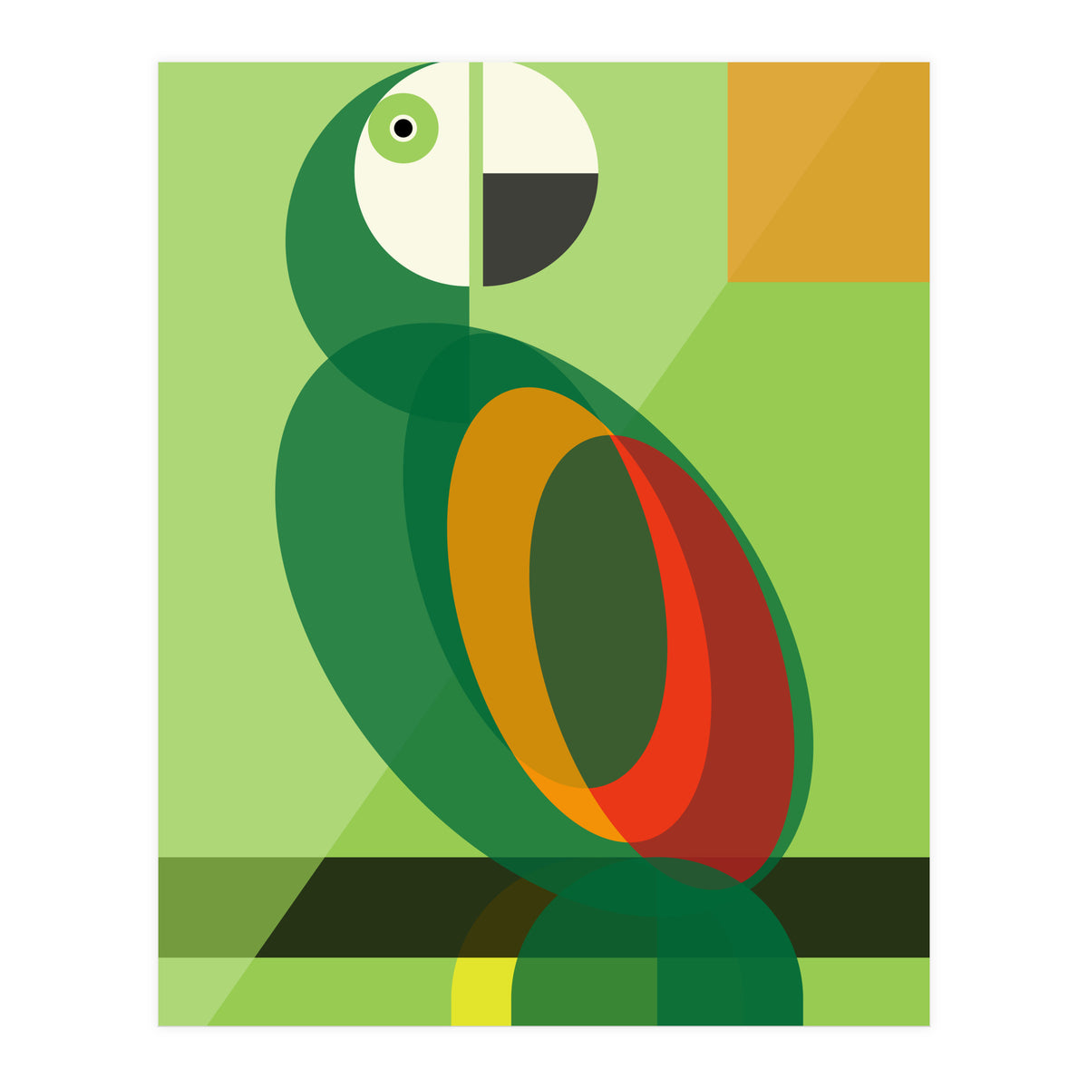 Mid Century Geometric Parrot (Print Only)