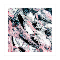 Modern Abstract Pastel Pink Black White Grey Acrylic Brushstrokes (Print Only)