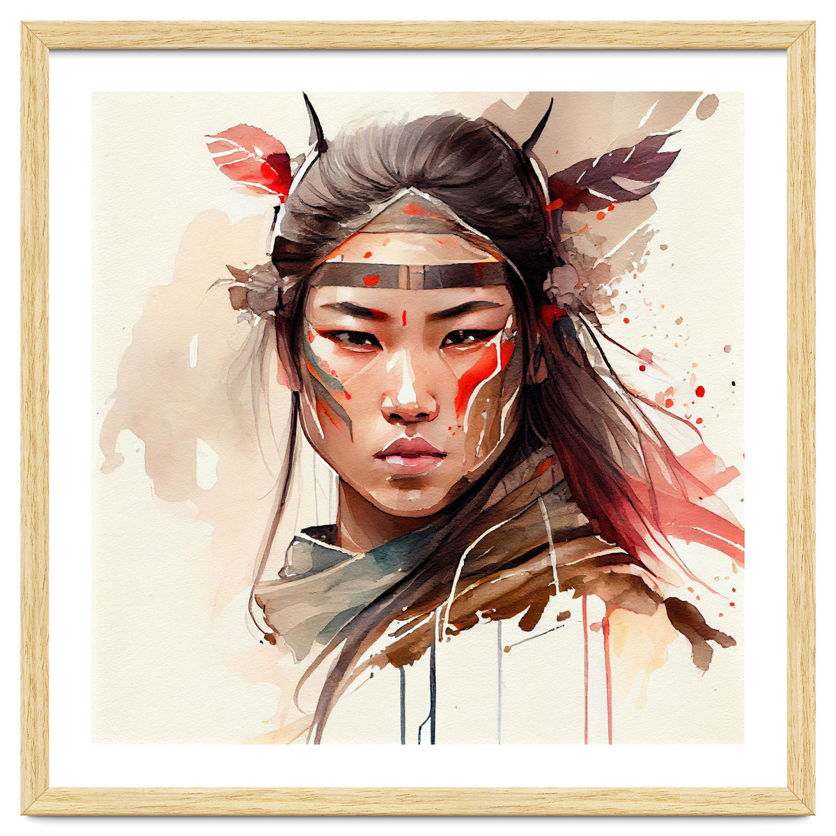 Watercolor Asian Warrior Woman #2