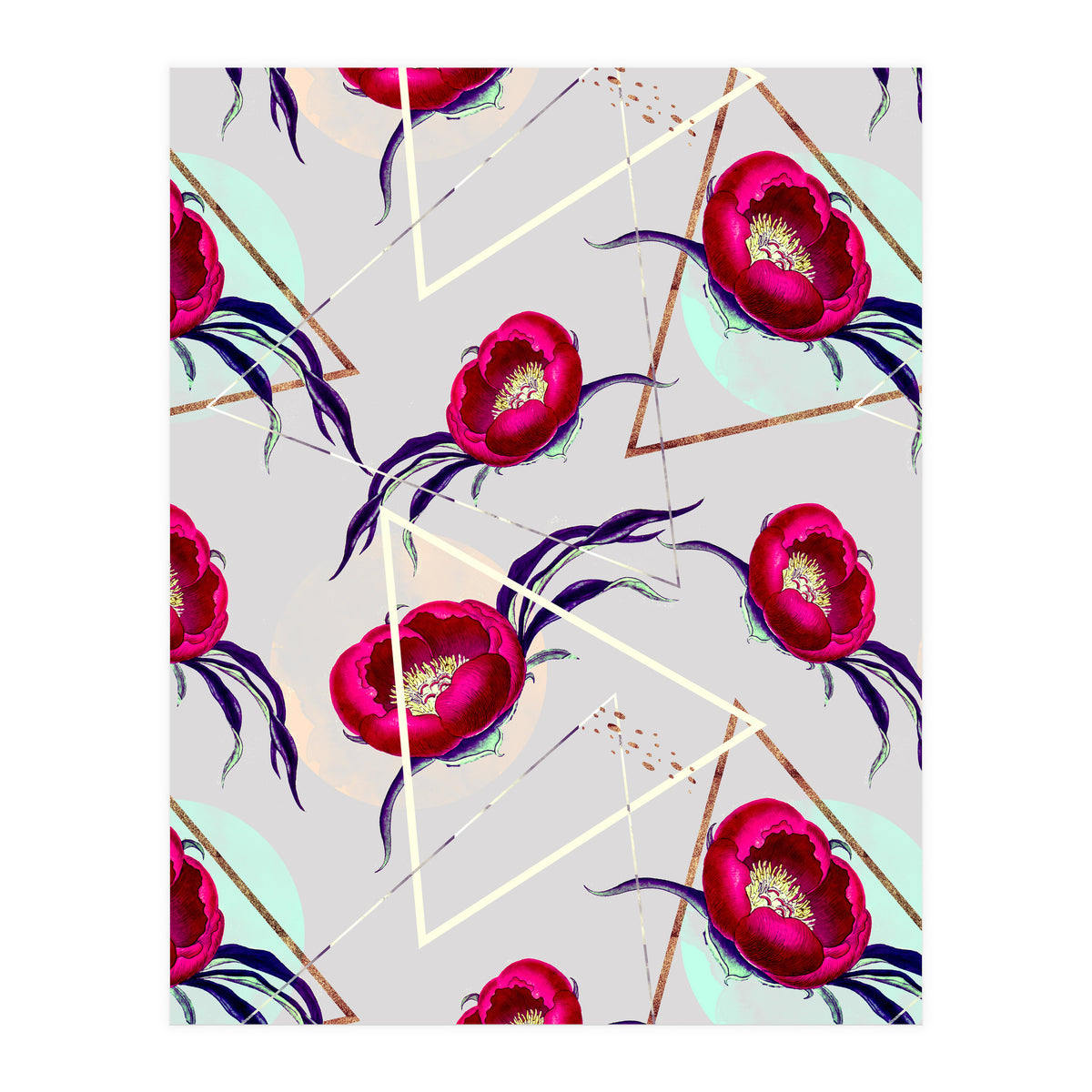 Flowery blooming with geometric II  (Print Only)