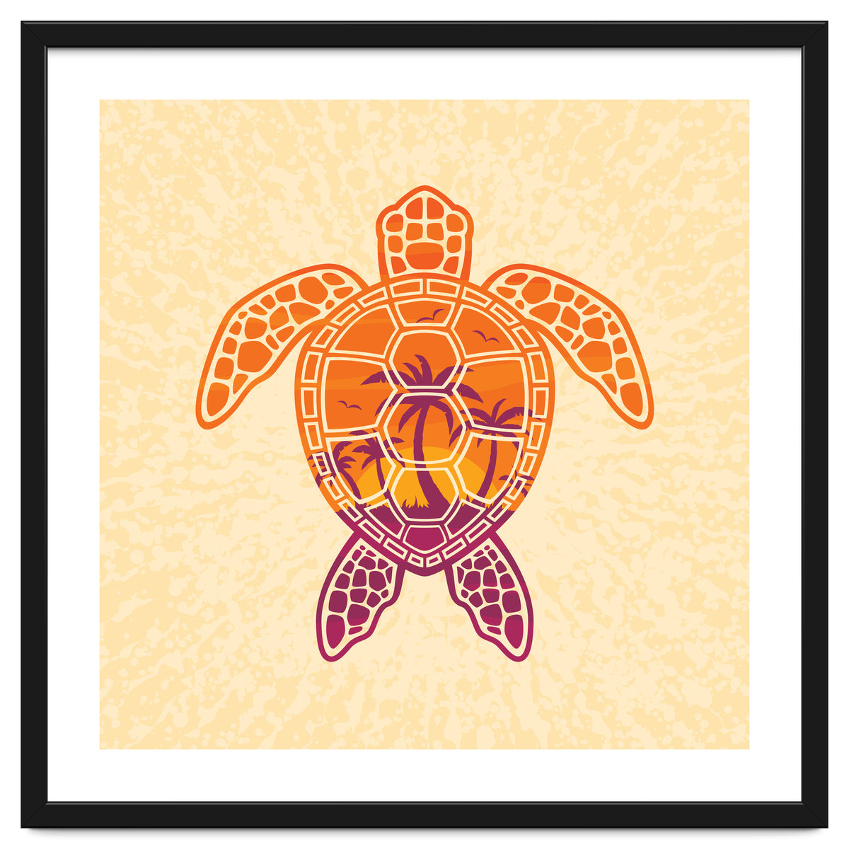 Tropical Sunset Sea Turtle Design