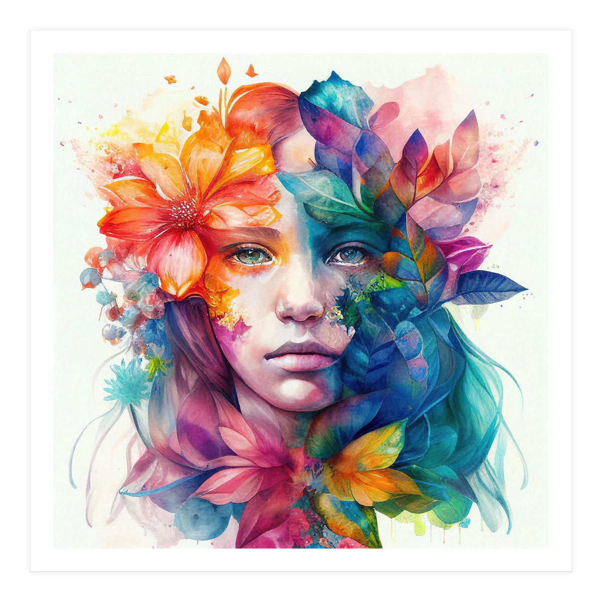 Watercolor Tropical Woman #8 (Print Only)