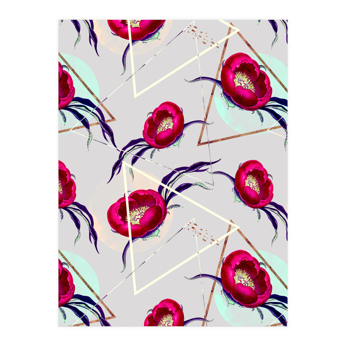 Flowery blooming with geometric II  (Print Only)