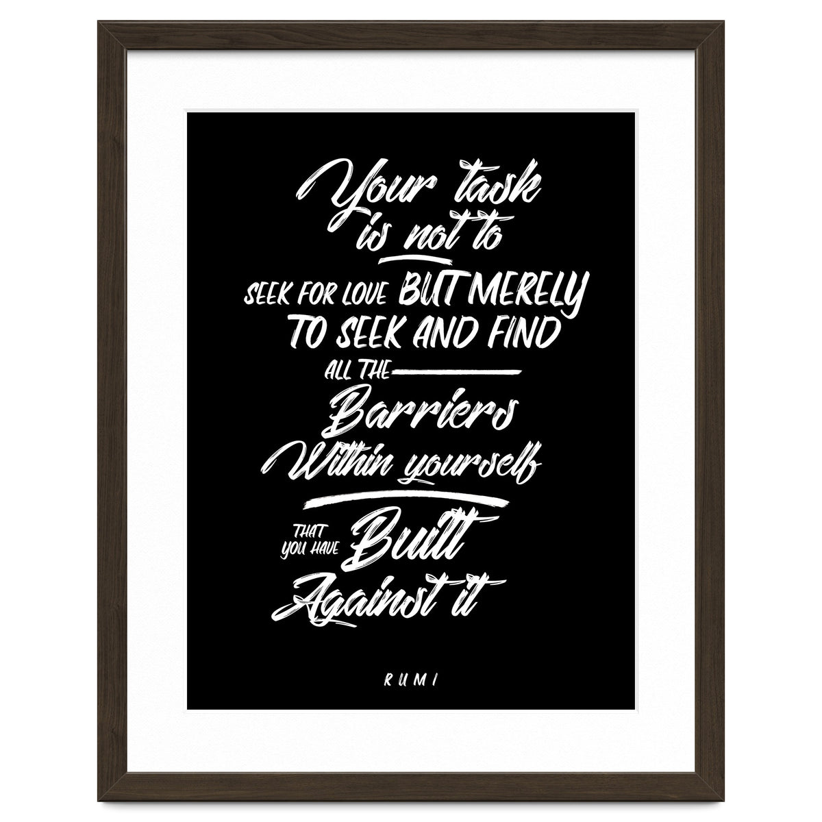 Don't Seek For Love - Rumi Quote Typography