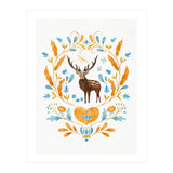 Floral Stag | Blue And Orange (Print Only) thumbnail