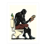 Black Panther on the Toilet, funny bathroom humour (Print Only) thumbnail