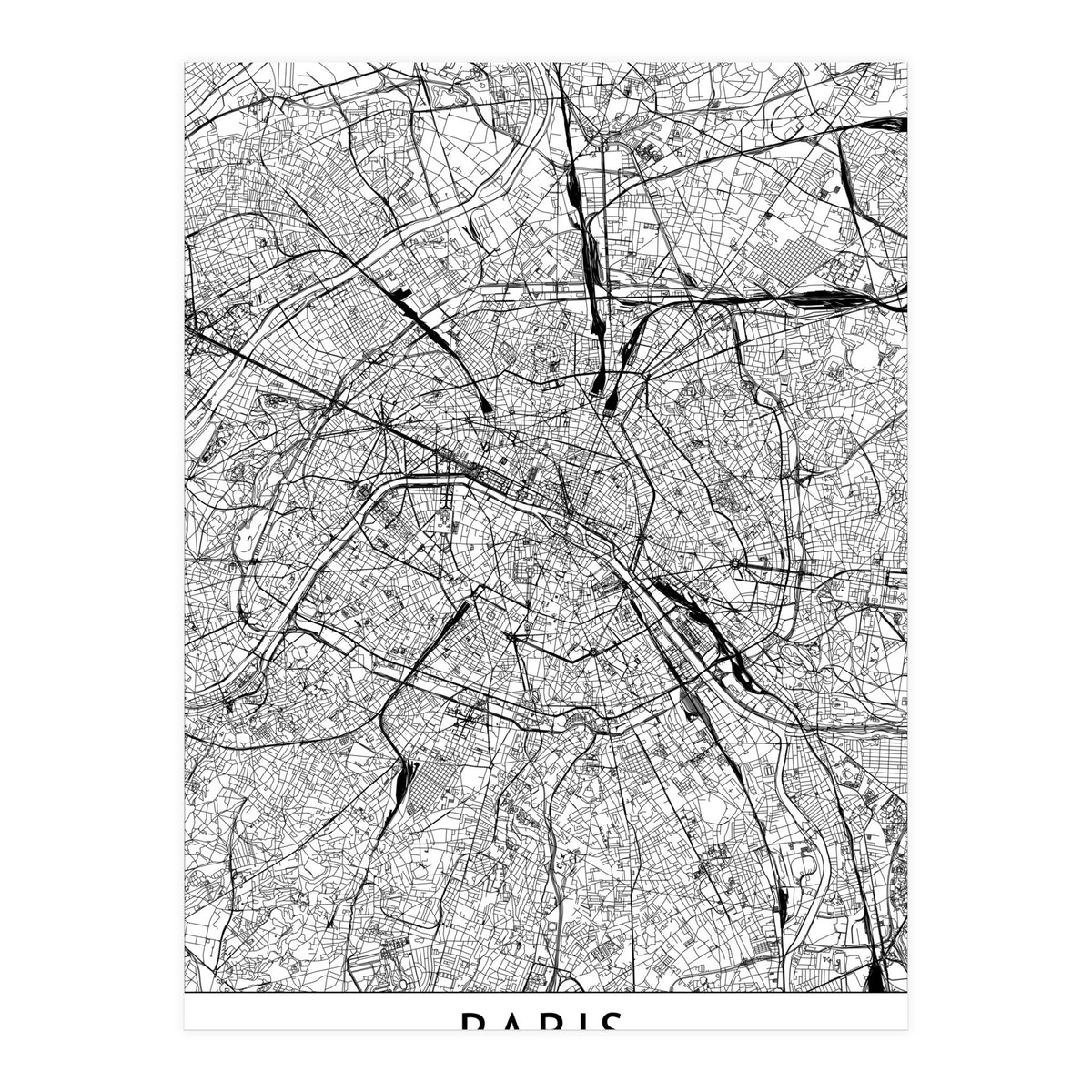 Paris White Map (Print Only)