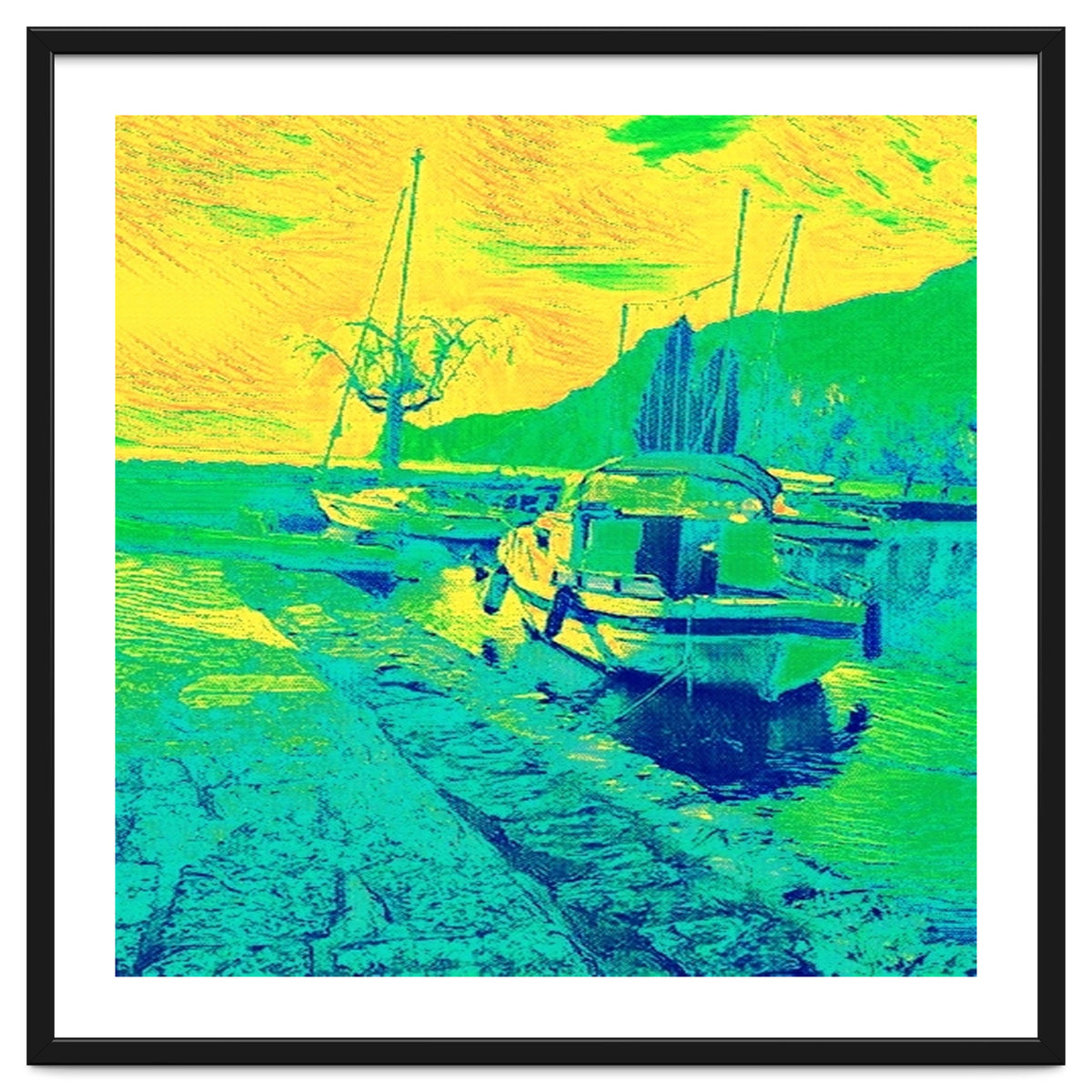 Boats on Green, blue and yellow
