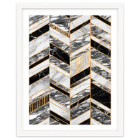 Abstract Chevron Pattern - Black and White Marble