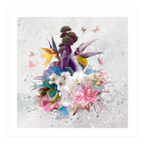 Floral Hornbill Grey  (Print Only) thumbnail