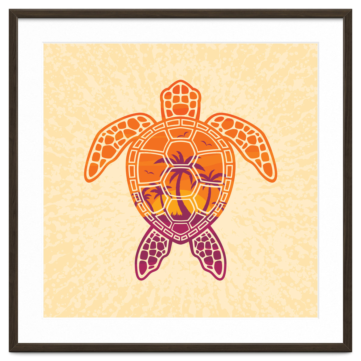Tropical Sunset Sea Turtle Design