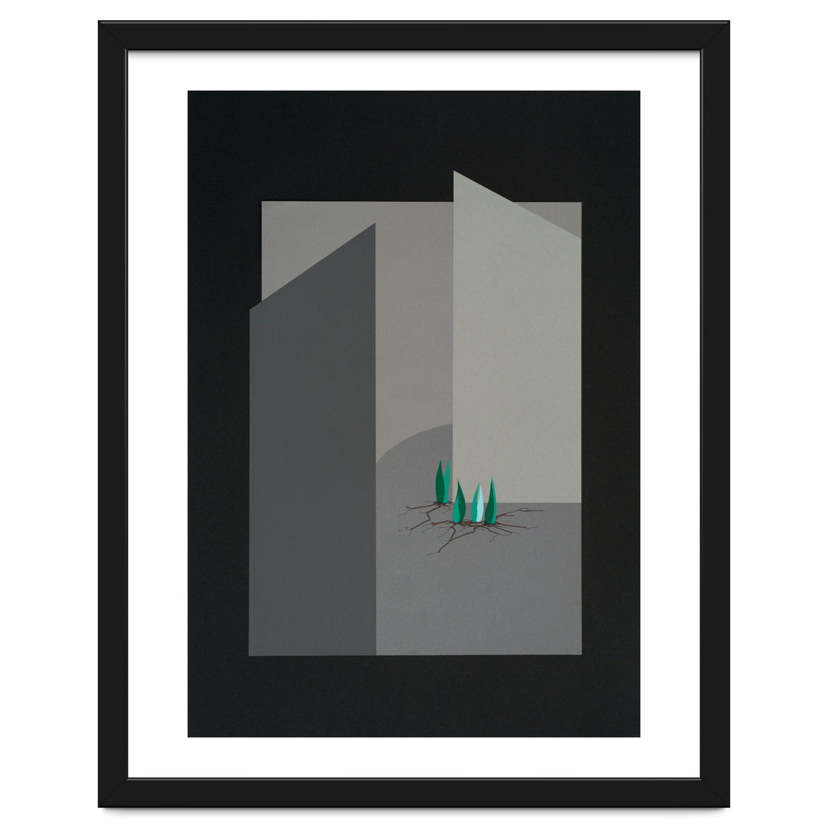 Small sprouts in concrete landscape.