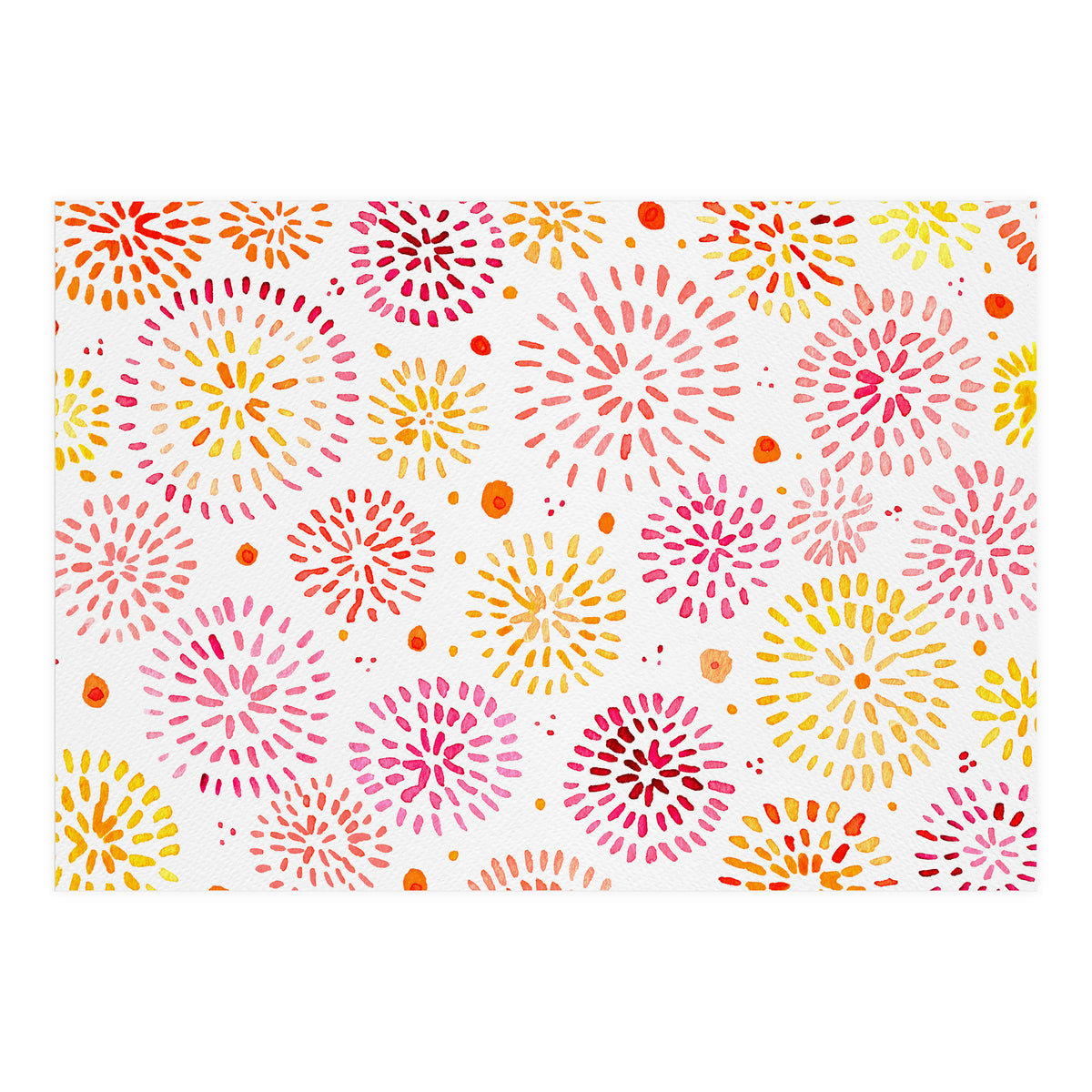 Abstract fireworks pattern in yellow and red (Print Only)
