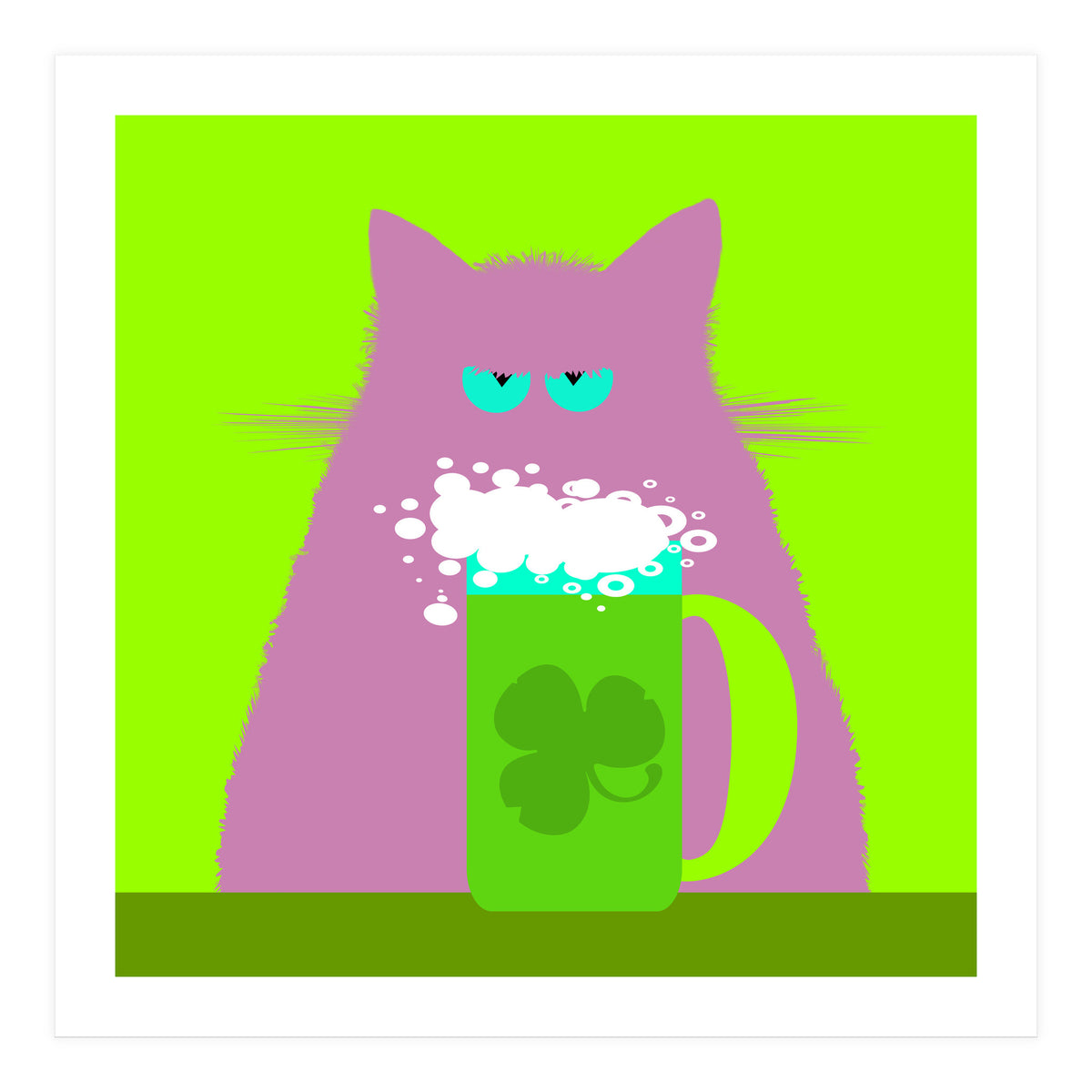 Saint Patrick's Day Lilac Cat  (Print Only)