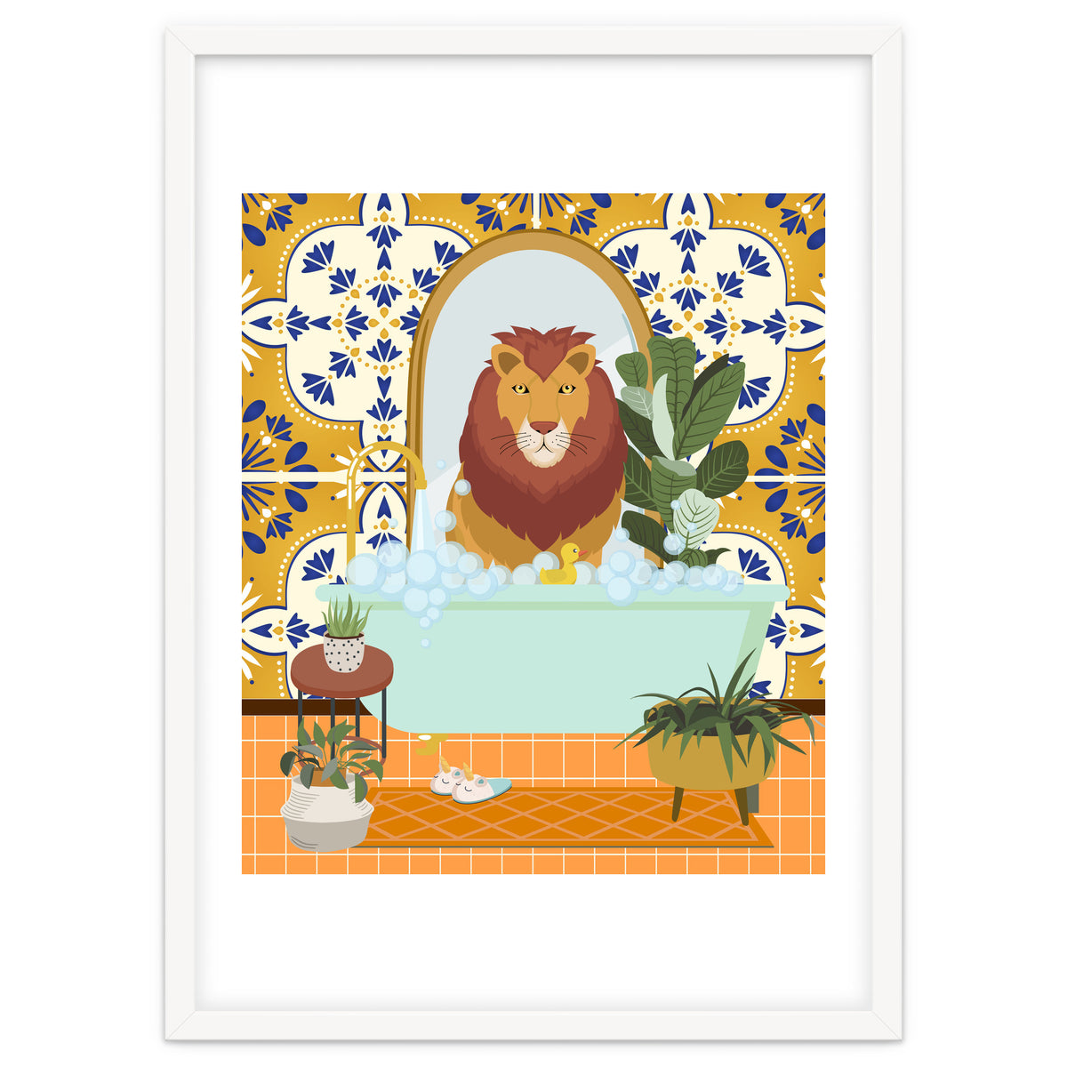 Lion Bathing in Moroccan Style Bathroom