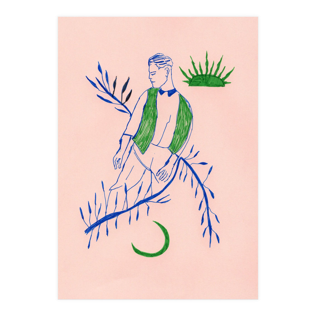 Green boy Midcentury (Print Only)