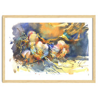 Garlic still life watercolor painting for kitchen