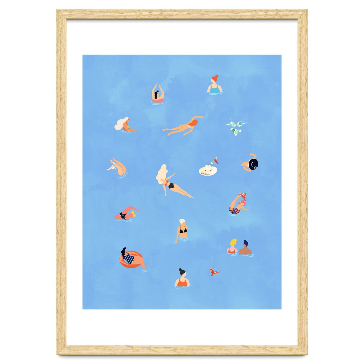Summer Weekend in The Ocean Watercolor Swim Painting | Travel People Chic Eclectic Boho Fun