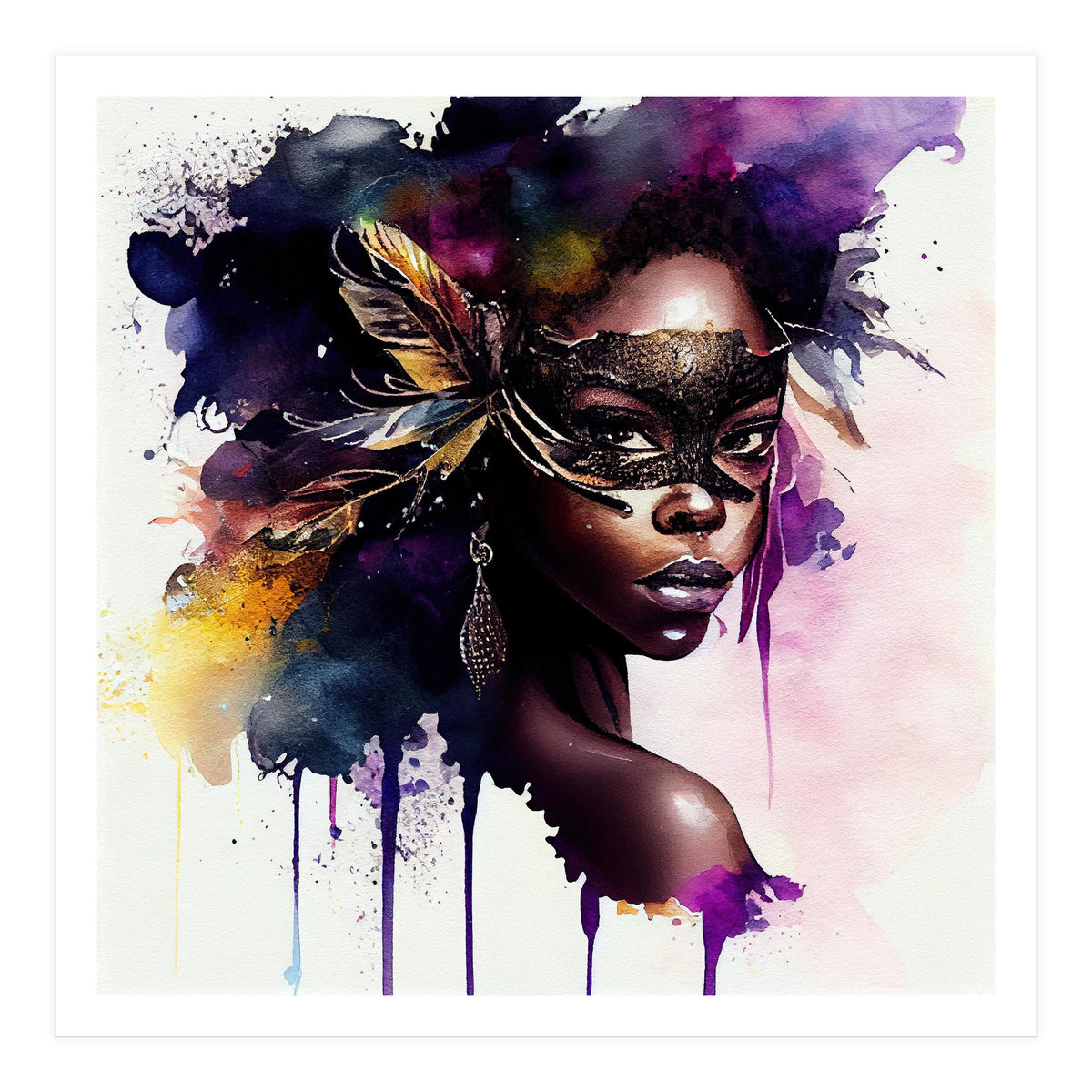 Watercolor Carnival Woman #4 (Print Only)