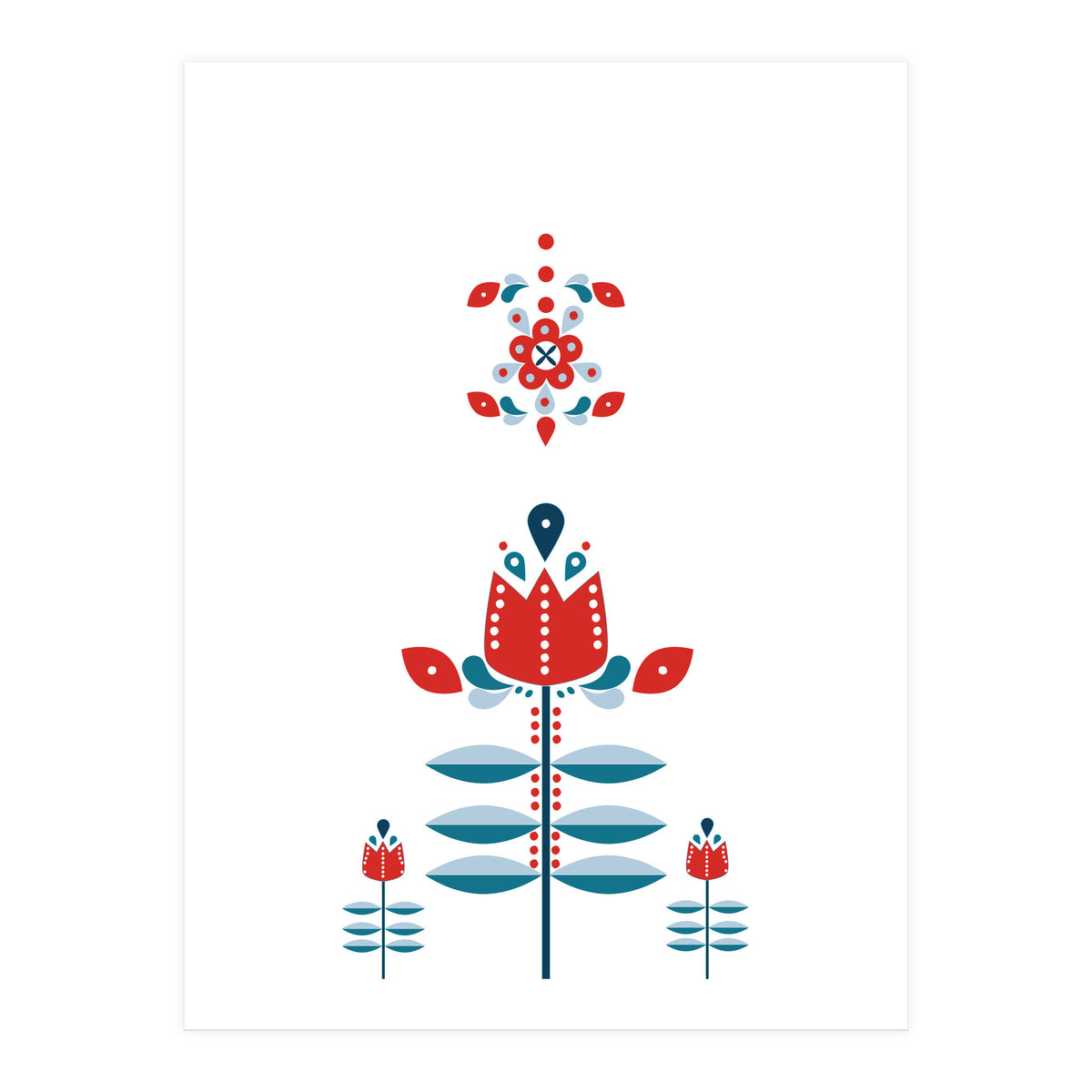 Scandinavian Folk Flowers (Print Only)