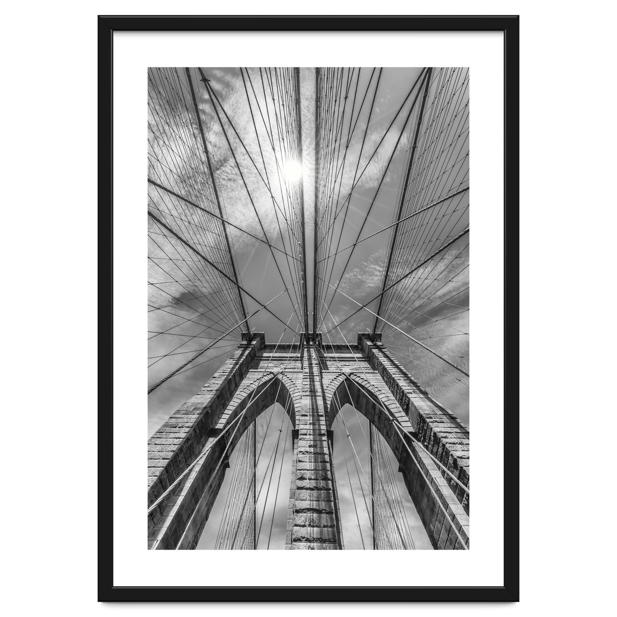 NEW YORK CITY Brooklyn Bridge in Detail | monochrome