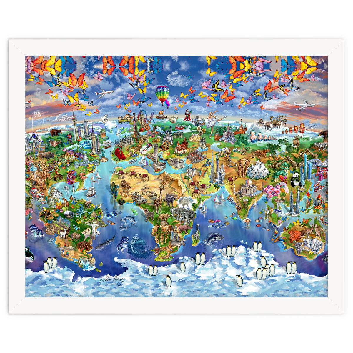 World Wonders Illustrated Map