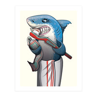 Great White Shark Brushing Teeth (Print Only)