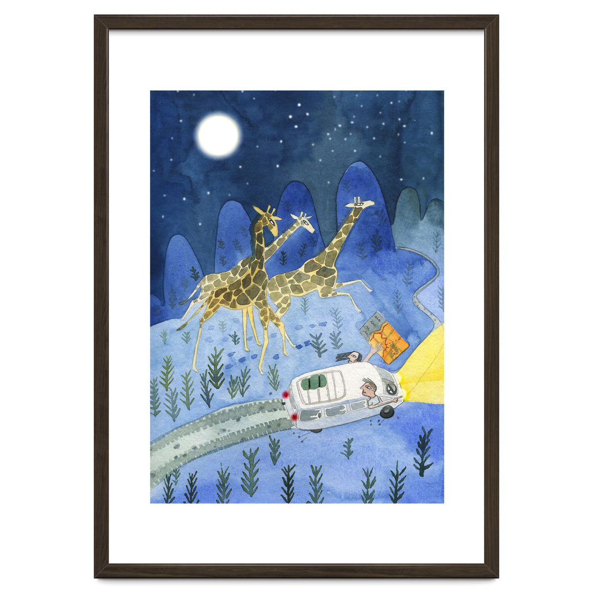 Giraffes In Moonlight