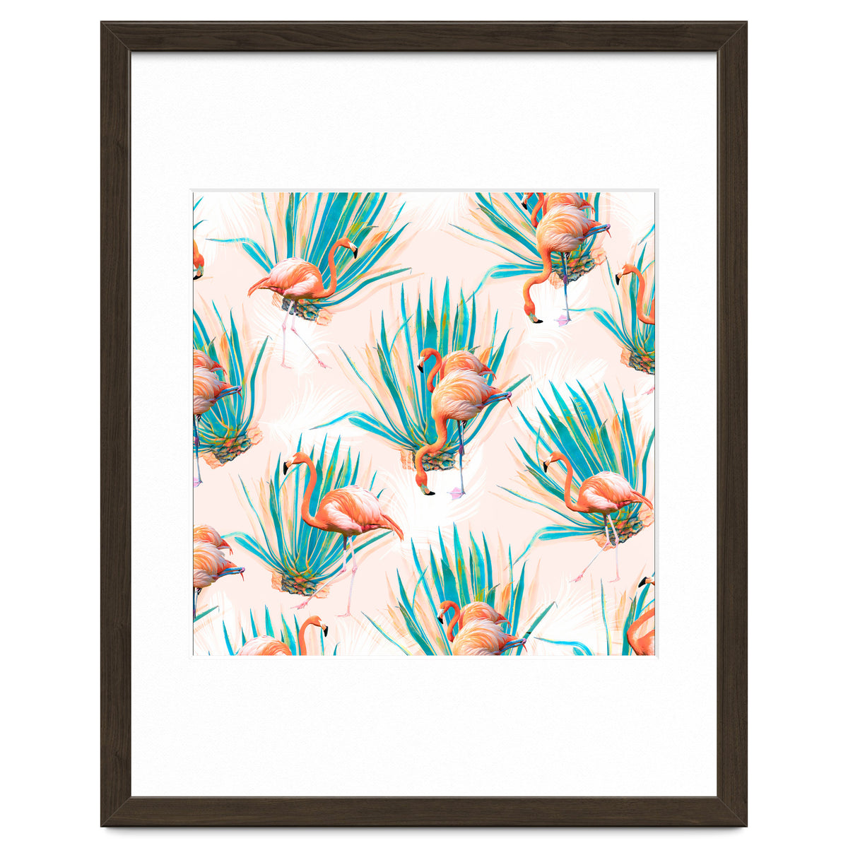 Anaglyph Flamingos with cactus