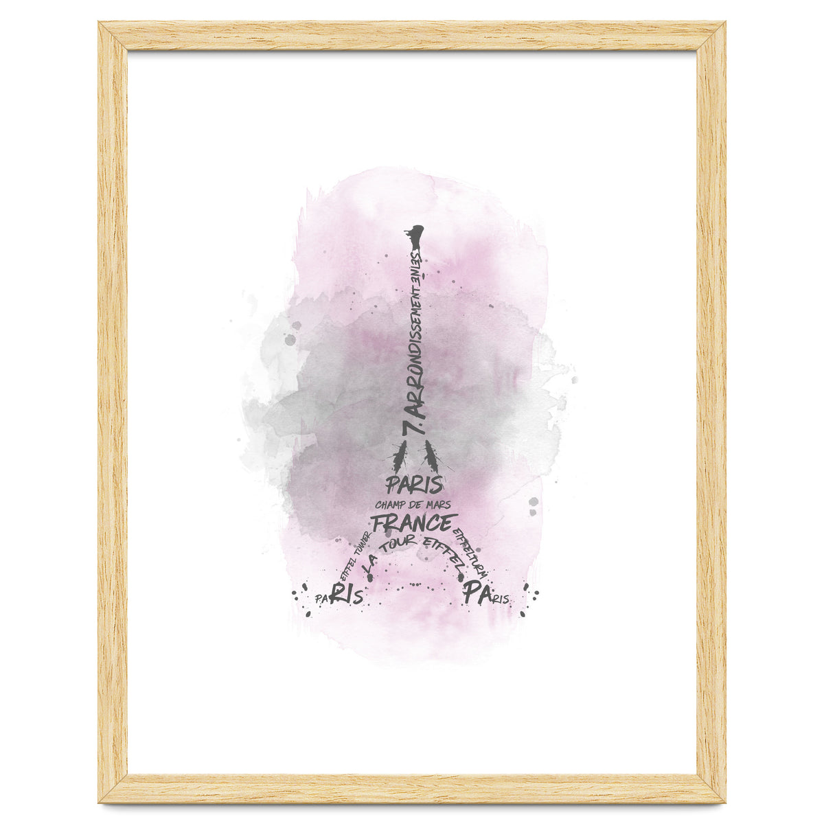 Watercolor Art Eiffel Tower | pink