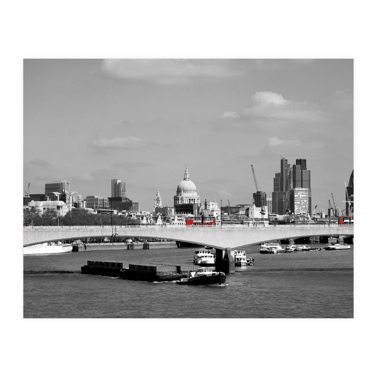 Red Buses London Thames (Print Only)