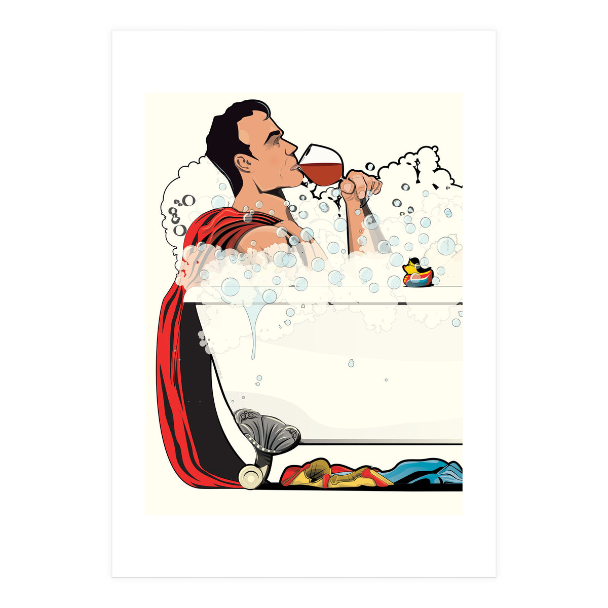Superman in the Bath, funny Bathroom Humour (Print Only)