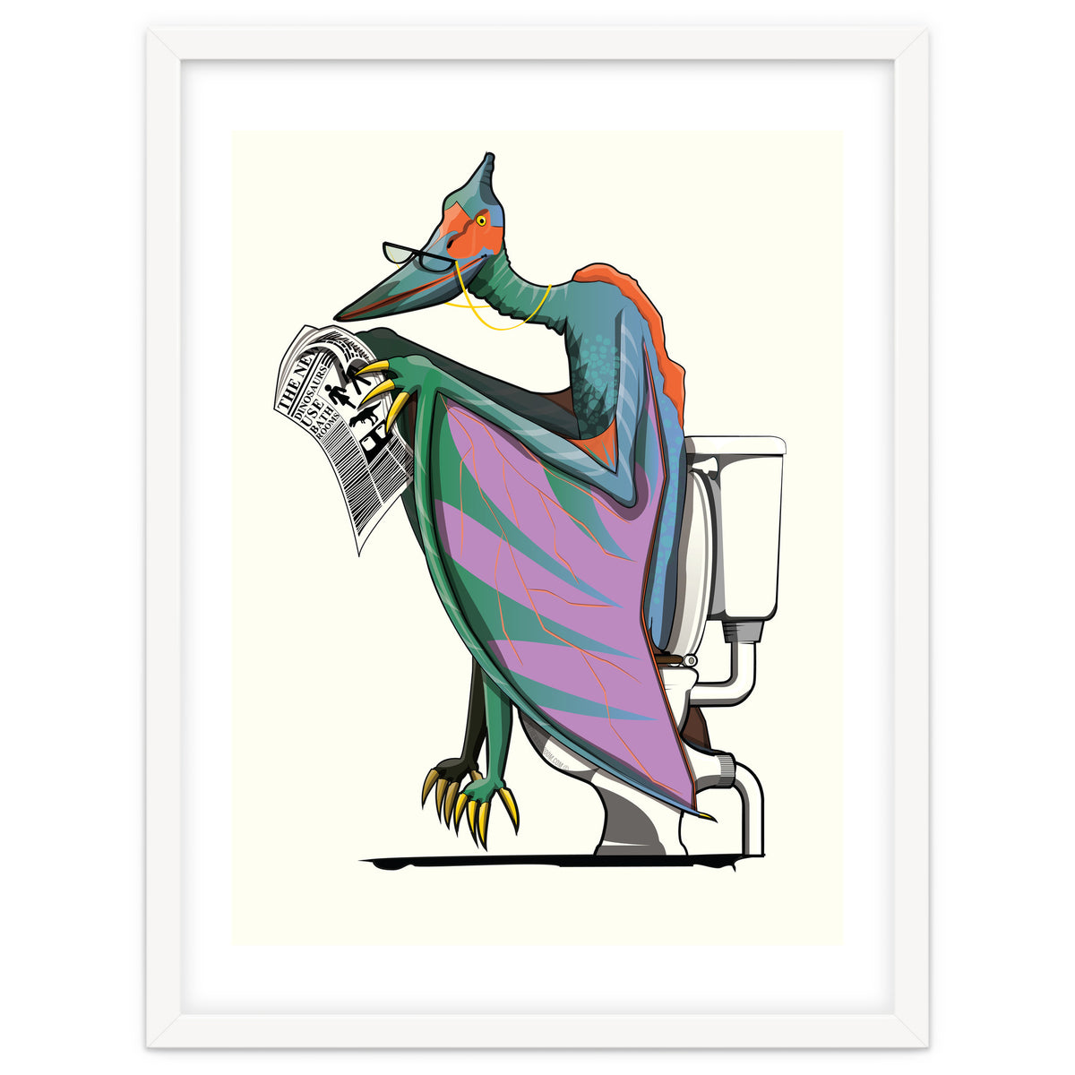 Dinosaur Pterodactyl on the Toilet, Funny Bathroom Humour